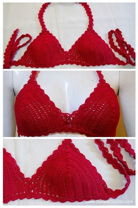 Bea Bikini Top Free Crochet Pattern                                                                                                                                                     More Crochet Bra Pattern, Crochet Bathing Suits, Bikinis Crochet, Crochet Swim, Crochet Bra, Confection Au Crochet, Crochet Swimwear, Crochet Simple, Haken Baby