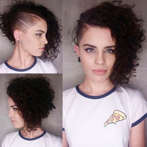 Sidecut. Curly Bob With Undercut, Bob With Undercut, Bob Ideas, Curly Undercut, Bob Haircut Curly, Modern Haircuts, Long Bob Haircuts, Curly Bob Hairstyles, Penteado Cabelo Curto