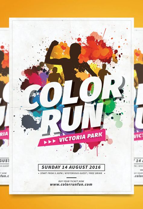 Color Run Flyer Design PSD Fun Run Poster Design, Sporty Branding, Marathon Poster, Sport Flyer, Running Posters, Running Art, Logo Club, Summer Moodboard, Color Rush