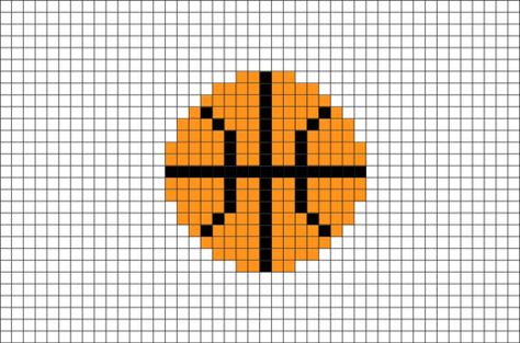 Basketball Pixel Art Basketball Pixel Art, Image Pixel Art, Art Basket, Hama Art, Modele Pixel Art, Beads Pattern, Easy Pixel Art, Pixel Drawing, Pix Art