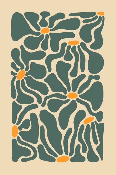 Abstract Design, Dots, Orange, Flowers, Green, Pattern, Design