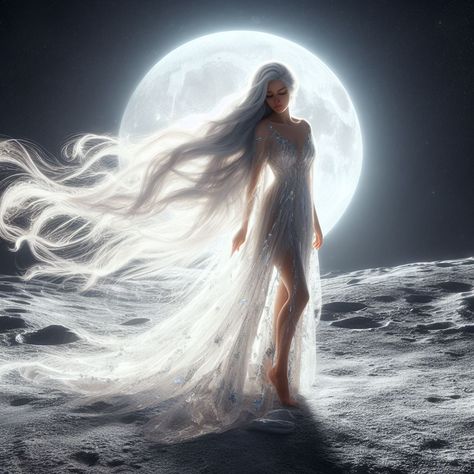 Fantasy Goddess Aesthetic, Selene Moon Goddess Aesthetic, Greek Mythology Selene, Goddess Selene Art, Selene Goddess Of The Moon Art, Selene Goddess Of The Moon Aesthetic, Chariot Aesthetic, Selune Aesthetic, Fantasy Moon Goddess