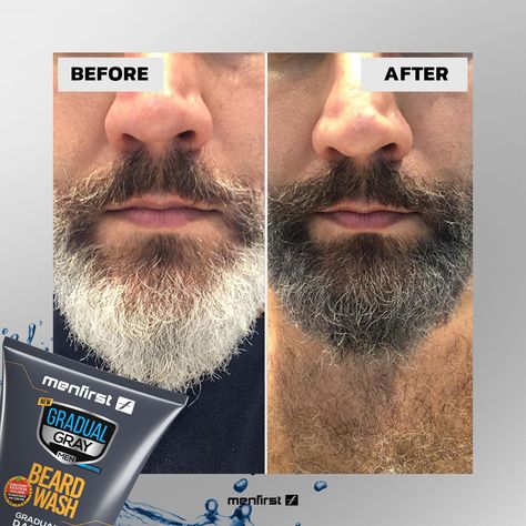 For a gradual and natural looking reduction of white facial hair, Gradual Gray Beard Wash is the best solution leaving your beard and mustache darker, softer and fuller. Light Gray Hair, Grey Blending, Beard Dye, Beard And Mustache, Beard Shampoo, Grey White Hair, Medium Hair Color, Beard Colour, Mens Facial Hair Styles