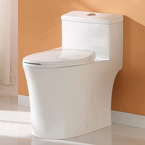 HOROW T0338W Elongated One Piece Toilet with Comfort Chair Seat ADA Height 17.3", Power Dual Flush 0.8/1.28 GPF and MAP 1000g, Standard White Toilet Bowl - - Amazon.com Septic Tank Systems, Comfort Chair, White Toilet, Elongated Toilet Seat, Dual Flush Toilet, Cleaning Surface, Elongated Toilet, Modern Toilet, Small Toilet