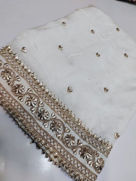 Latest Dupatta Designs, Gotta Patti Work, Dupatta Designs, Ladies Sangeet, Gold Work Embroidery, Hand Work Design, Gotta Work, Hand Embroidery Dress, Gotta Patti