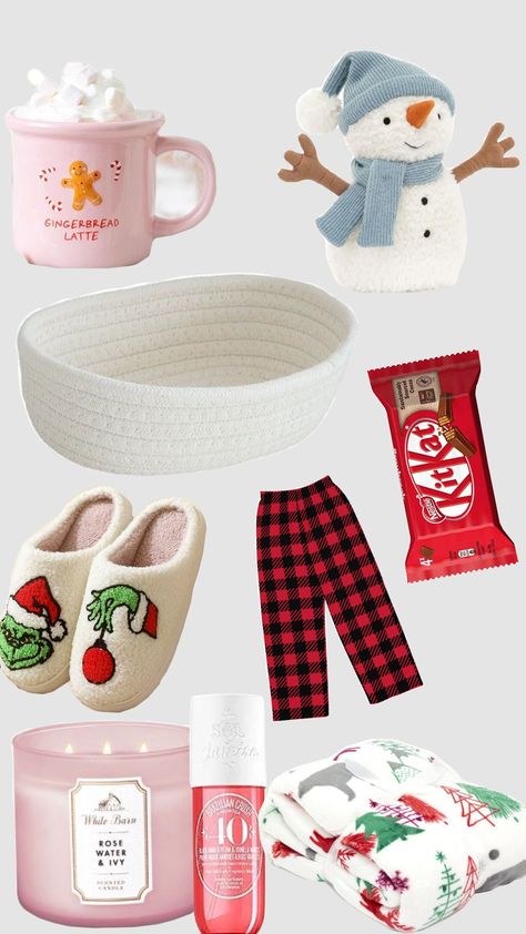 burr basket ideas ⛄ Burr Basket On A Budget, Cute Burr Basket Ideas, Burrr Basket Ideas, Burr Basket Under $20, Christmas Basket Aesthetic, Sleep Gift Basket Ideas, Bur Basket Christmas, Burr Basket Ideas Under $30, Burr Basket For Girlfriend