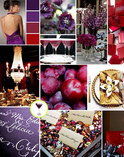 Fall Wedding Colors gray, plum and pink | Cosmopolitan Events Blog » Archives » Drama….. Red, Plum, and Gold Wedding Color Schemes Red, Jewel Tone Wedding Colors, Red Inspiration, Fall Purple, Wedding Colors Red, Gold Inspiration, Purple Table, Purple Wedding Theme, Wedding Colors Purple