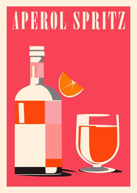 Spritz Drink, Cocktail Wall Art, Cocktail Wall, Ad Poster, Pub Decor, Bar Cart Decor, Stylish Wall Art, Minimal Poster, Aperol Spritz