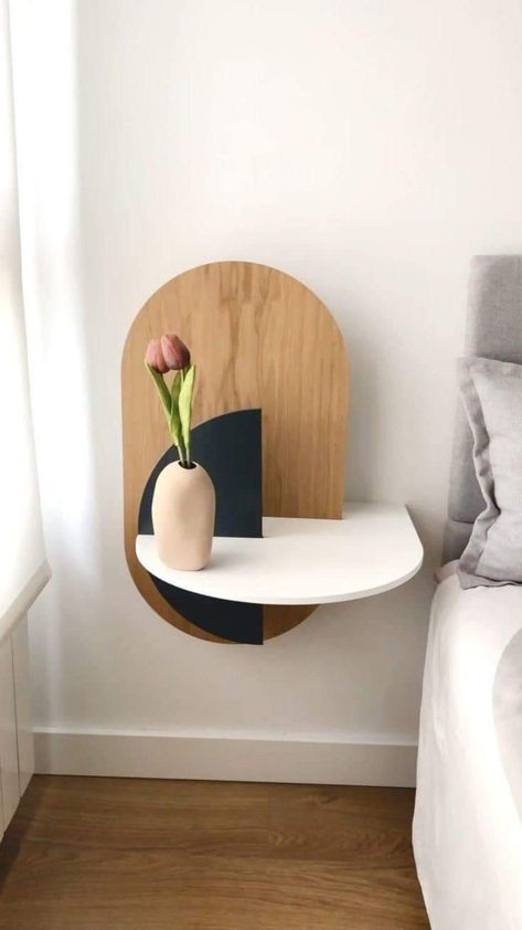 Shelves With Hidden Storage, Diy Home Furniture, Bedside Tables, Home Room Design, Hidden Storage, Design Case, Home Decor Bedroom, Bed Design, Floating Nightstand