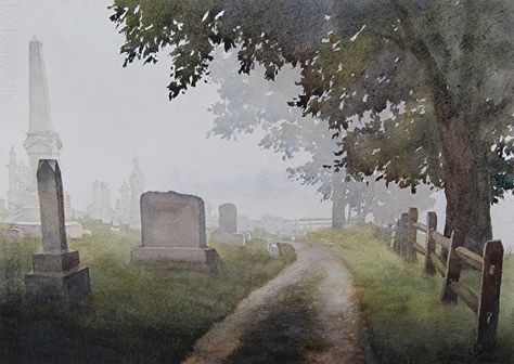 Hall Painting, Painting Competition, Learn Watercolor, Haunted Halloween, Cemetery Art, Diy Watercolor Painting, Easels, Watercolor Trees, Sketch Painting