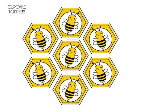 FREE Bumble Bee Party Printables | Catch My Party Bee Cupcake Toppers, Bumble Bee Party, Bee Party Decorations, Bee Template, Bee Cupcakes, Bee Themed Classroom, Bee Classroom, Bee Theme Party, Bee Printables