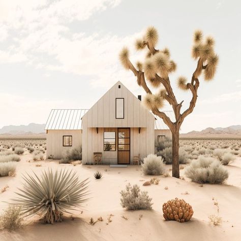 Everywhere® on Instagram: "The Mojave Ecosystem design was created to design and build homes optimized for the desert. Taking all the natural elements into high consideration along with the materials and products used for maximum energy value and sustainability for a desert environment. Explore more at everywhereco.com/mojave #EverywhereEcosystems" Desert Tiny House, Desert Home Exterior, Ecosystem Design, Aspen Landscaping, Farmhouse Idea, Desert Farmhouse, Best Home Plans, White Cabin, Dessert House