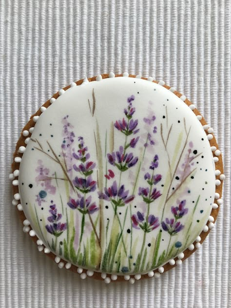 Lavender Cookie, Painted Sugar Cookies, Watercolor Cookies, Lavender Cookies, Hand Painted Cookies, Flower Sugar Cookies, Painted Cookies, Paint Cookies, Iced Sugar Cookies