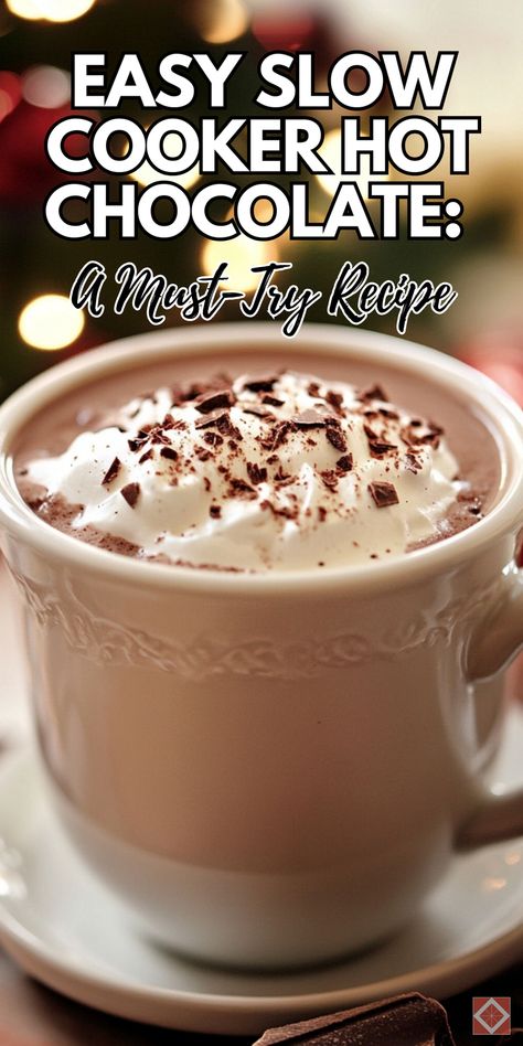 Try this easy slow cooker hot chocolate recipe that’s a must-try for your slow cooker recipes collection. Rich, creamy, and incredibly delicious, this hot chocolate is perfect for chilly days and gatherings. Save this pin and click to get the complete recipe and detailed instructions. Enjoy a warm and comforting beverage that��’s effortless to prepare and perfect for sharing. Slow Cooker Cocoa, Hot Chocolate Recipes Slow Cooker, Recipe For Hot Cocoa, Bulk Hot Chocolate Recipe, Slow Cooker Hot Chocolate Recipe Easy, Home Made Hot Chocolate Crock Pot, Christmas Eve Hot Chocolate Crock Pot, Christmas Morning Hot Chocolate, Slow Cooker Hot Chocolate Easy