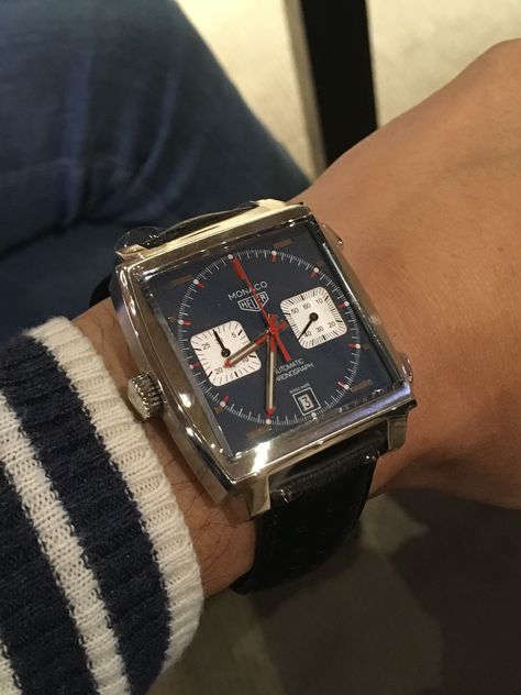 Tag Heuer Monaco, Tag Heuer Aquaracer, Square Watch, Tag Heuer, Luxury Watches, Jaeger Watch, Vintage Watches, Chronograph, Monaco