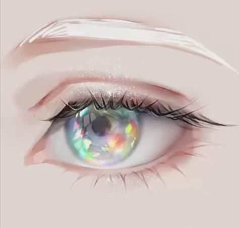 Opal Eyes, Galaxy Eyes, Rainbow Eyes, Shiny Eyes, Eyes Artwork, Digital Art Beginner, Silver Eye, Male Eyes, Celestial Art