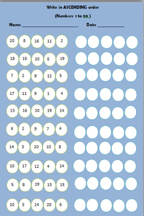 Ascending Order Worksheet 1 To 20, Ascending Order Worksheet Grade 1, Asending Desending Worksheet, Ascending Order Worksheet Kindergarten, Ascending Order Worksheet, Math Fractions Worksheets, Ascending Order, Math Addition Worksheets, Free Printable Math Worksheets