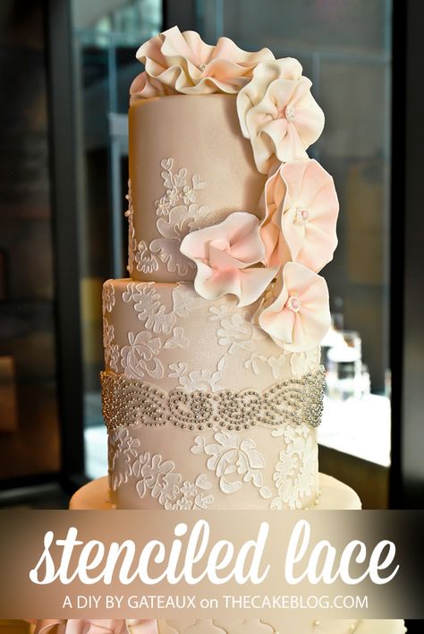 Dessert Art, Lace Cake, Lace Wedding Cake, Tiered Cake, Cake Blog, Cake Stencil, Pastry Art, Cake Lace, Fondant Cupcakes