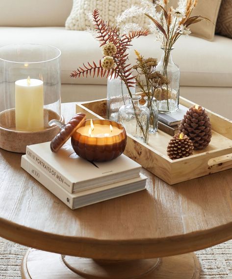 Easy fall decorating ideas | Cozy Coffee Table Decor, Autumn Coffee Table Decor, Fall Decor Coffee Table, Coffee Table Fall Decor, Fall Kitchen Table Decor, Styling Coffee Table, Pottery Barn Fall, Fall Coffee Table Decor, Coffee Table Vignettes