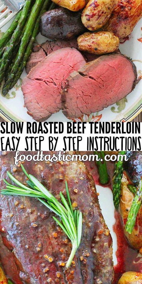 Slow Roasted Beef Tenderloin, Slow Roasted Beef, Roasted Beef Tenderloin, Butter Beef, Beef Tenderloin Recipe, Meat Marinades, Roasted Garlic Butter, Beef Tenderloin Recipes, Roasted Beef