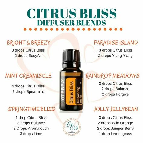 DoTerra Citrus Bliss Blends Doterra Citrus Bliss, Doterra Blends, Terra Essential Oils, Doterra Diffuser Blends, Doterra Essential Oils Recipes, Citrus Essential Oil, Oil Diffuser Recipes, Essential Oil Blends Recipes, Diffuser Recipes