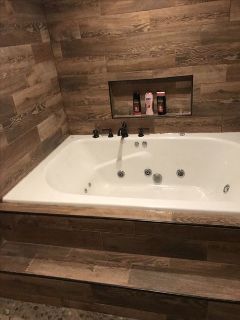 Jetted Tub Remodel, Jet Tub Remodel, Jacuzzi Tub Bathroom, Tub Remodel, Refinish Bathtub, Jetted Bath Tubs, Bathtub Remodel, Corner Tub, Tub Tile