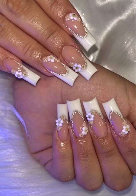 Birthday Nails Tapered Square Medium, Medium Length Nails Acrylic 3d Flowers, Nail Inspo With Gems Simple, Cute Short Birthday Nails Acrylic, Acrylic Nails Jewels Rhinestones, Nails With An L Initial, 15 Rings Quinceanera Silver, Acrylic Nails January 2024, Gem Acrylic Nails Jewels