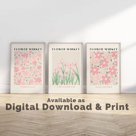 Floral Room Decor, Flower Posters, Pastel Prints, Gallery Wall Design, Wall Art Pastel, Flower Market Print, Tulips Art, Watercolor Tulips, Floral Room