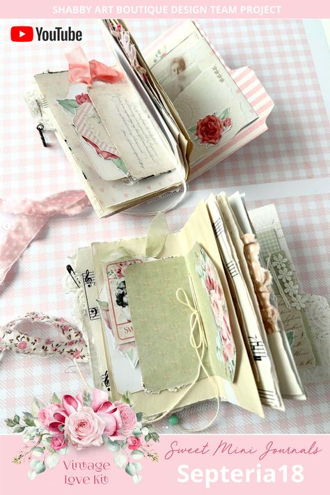 Shabby Art Boutique, Valentine Card Crafts, Homemade Journal, Mini Journals, Shabby Chic Journal, Done And Dusted, Handmade Journals Diy, Art Boutique, Art Journal Cover