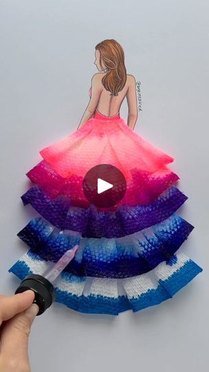 Paper Dress Fashion, Paper Dress Craft, Tissue Paper Dress, Paper Dress Art, Tissue Paper Painting, Art And Craft Paper, Tissue Paper Art, Homemade Art, Diy Rainbow