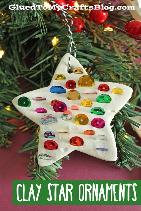 Christmas Decs Diy, Hand Christmas Ornaments, Salt Dough Decorations Christmas, Kids Activities Christmas, How To Make Air Dry Clay Christmas Ornaments, Process Art Christmas Ornaments, Christmas Clay Ornaments Kids, Christmas Tree Ornament Crafts For Kids, Christmas Diy Kindergarten