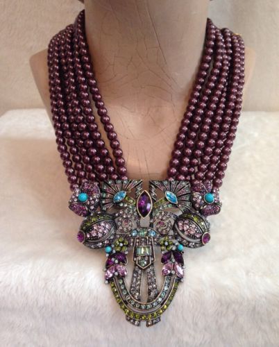 HEIDI-DAUS-Dark-Aubergine-Pearls-BOUNTIFUL-SPLENDOR-Necklace Heidi Daus, Turquoise Accents, The Shield, Bead Work Jewelry, Antique Pink, Stunning Necklace, Contemporary Jewelry, Gold Jewelry Fashion, Fashion Jewelry Necklaces