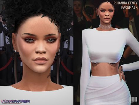 Rihanna Slides, Rihanna Dress, Fenty Beauty Makeup, Sims 4 Tattoos, Perfect Night, Best Sims, Rihanna Fenty, Sims 4 Cc, Fenty Beauty