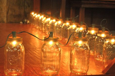 Mason Jar lights made by the father of the bride :)...Wine Taste Girl: Simply Southern I Do's Barn Dance Decorations, Country Sweet 16, Dance Party Decorations, Western Dance, Dance Decorations, Country Party, Barn Parties, Barn Dance, Jar Centerpieces