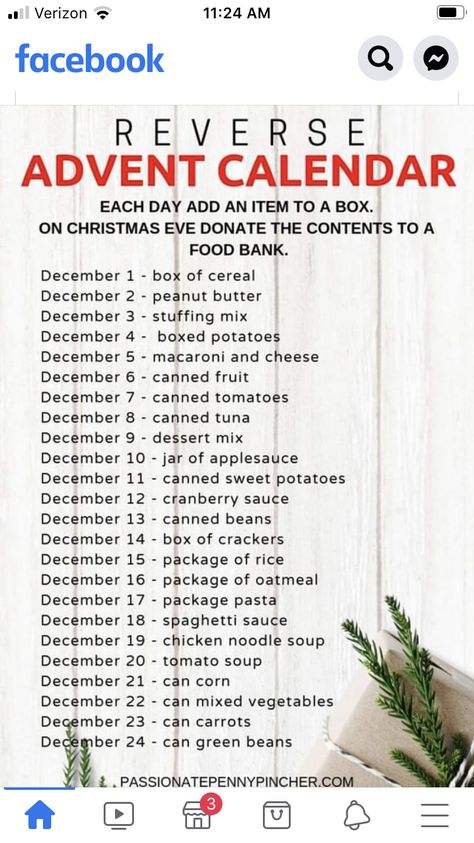 December Desserts, Food Pantry Donations, Reverse Advent Calendar, Canned Carrots, Canning Sweet Potatoes, Fun Christmas Party Games, Canned Fruit, Stuffing Mix, 4 December