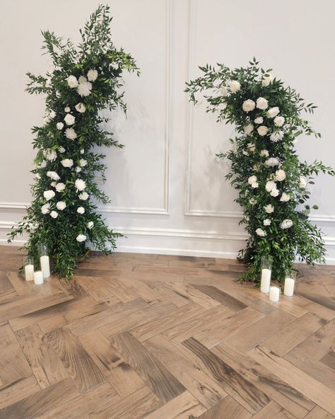 L | D custom floral arch with Italian Ruscus + Playa Blanca Roses. .... the review, though 🥹🙏🤍 Asymmetrical Wedding Arch, Italian Ruscus, Flower Installation, How To Book, White Florals, Floral Arch, Asymmetrical Design, Wedding Arch, White Design