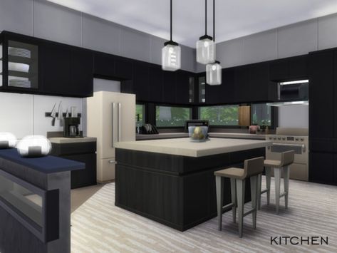 alvelip's Alpinea - NO CC Sims Kitchen Ideas, Sims 4 Loft, Kitchen Styling Modern, Furniture Cc, Sims 4 Kitchen, Sims 4 House Plans, Sims 4 House Building, Spacious Kitchen, Modern Bungalow House