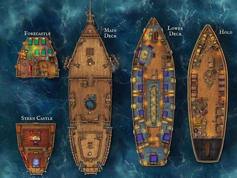 Dnd Ship Map, Dnd Ship Battle Map, Dnd Pirate Ship Battle Map, Dnd Boats, Dnd Boat Map, Dnd Ship, Dnd Shipwreck Map, D&d Boat Map, Vikings Game