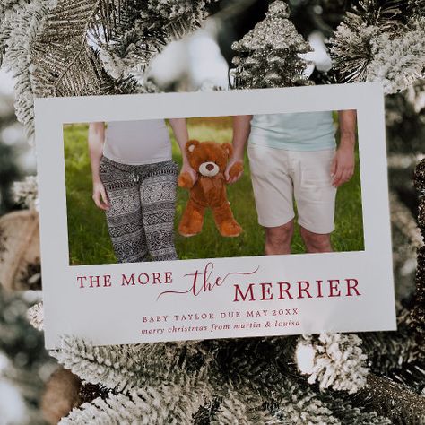 Minimal Red The More The Merrier Pregnancy Photo for $2.67 - Pregnancy Announcements The More The Merrier Christmas Card, Holiday Pregnancy Announcement, Christmas Calligraphy, The More The Merrier, Pregnancy Announcement Cards, Christmas Pregnancy Announcement, Baby Announcement Photos, Christmas Pregnancy, Pregnancy Photo