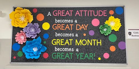 Meaningful Bulletin Board Ideas, Positive Message Bulletin Boards, Bulliten Boards Ideas Middle School, Motivational Bulletin Board Ideas, Motivational Bulletin Boards Elementary, Counselor Bulletin Boards, Notice Board Decoration, Garden Theme Classroom, Motivational Bulletin Boards