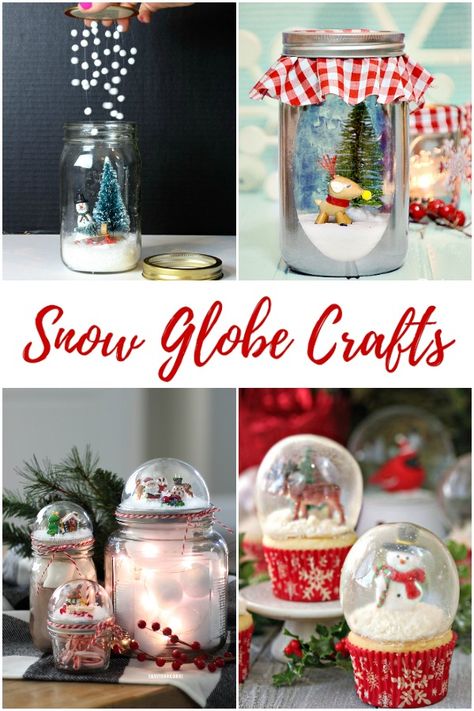 12 DIY Snow Globes filled with Winter Magic - The Crazy Craft Lady Diy Snow Globes, Creative Christmas Crafts, Snow Globe Crafts, Globe Crafts, Diy Snow, Diy Snow Globe, Christmas Crafts For Adults, Best Crafts, Christmas Mason Jars