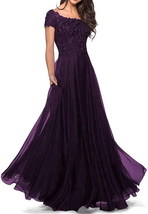 Amazon.com: Mother of The Bride Dresses Plus Size Long Laces Chiffon Short Sleeves Evening Formal Party Mother Groom Dress GQ18 Plum : Clothing, Shoes & Jewelry Formal Gowns With Sleeves, Short Lace Bridesmaid Dresses, Short Sleeve Bridesmaid Dress, Wedding Evening Gown, Bride Dress Lace, Mother Of The Bride Dresses Long, Evening Party Gowns, Dresses For Wedding, Lace Bridesmaid Dresses