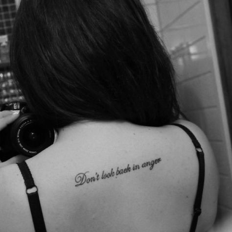 Don't look back in anger Don’t Look Back In Anger Tattoo, Dont Look Back Tattoo, Music Lyric Tattoos, Song Lyric Tattoos, Oasis Lyrics, Don't Look Back In Anger, Tattoos Cute, Shoe Tattoos, Anger Quotes