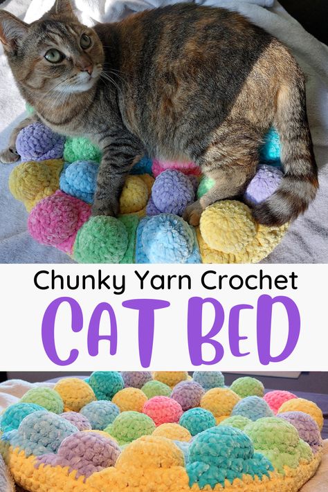 Pet Crochet, Free Crochet Pattern For Cat Sofa, Crochet For Cats Pet Beds, Crochet Cat Bed Free Pattern Chunky Yarn, Hand Crochet Cat Bed Pattern, Hand Crochet Cat Bed, Cat Bed Pattern, Crochet Cat Bed, Chunky Yarn Crochet