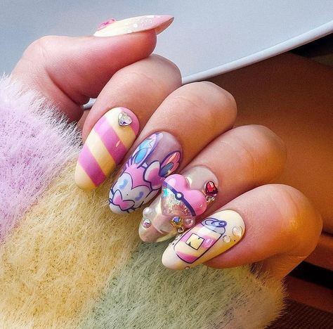 Sylveon Nails, Eevee Nails, Pokemon Nail Art, Pokemon Nails, Nerdy Nails, Sea Nails, Animal Nail Art, Anime Nails, Goth Nails