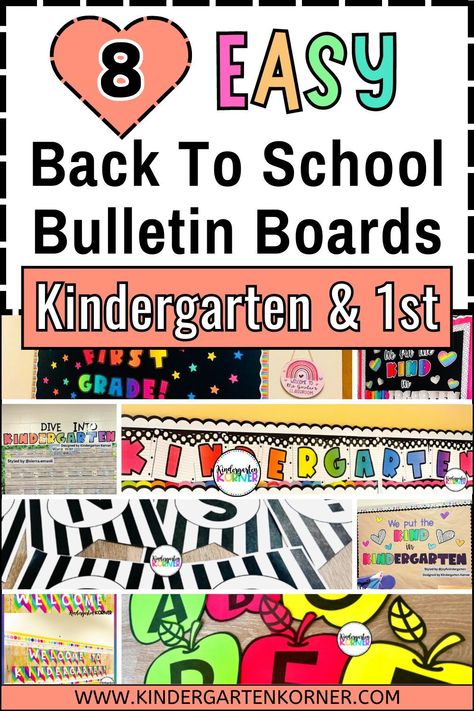 Looking for creative, beautiful but easy back to school bulletin boards for kindergarten or 1st grade? Check out these easy 8 bulletin board ideas perfect for the beginning of the school year/back to school season! Beginning School Year Bulletin Boards, Back To School Boards Preschool, Welcome To 1st Grade Bulletin Board, Bulletin Board Ideas For 1st Grade, Back To School Bulletin Boards For Kindergarten, Easy Back To School Bulletin Board Ideas, Kindergarten Bulletin Board Ideas Beginning Of The Year, Back To School Bulletin Boards Kindergarten, Welcome To First Grade Bulletin Board