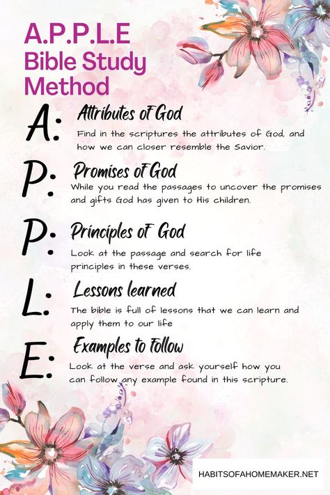 Use the A.P.P.L.E Bible Study Method to grow closer to the Lord Acronyms For Bible Study, Speck Bible Study Method, Grow Bible Study Method, Acts Bible Study Method, Soar Bible Study Method, Apple Bible Study Method, Bible Study Scrapbooking, Bible Study Acronyms, Different Bible Study Methods