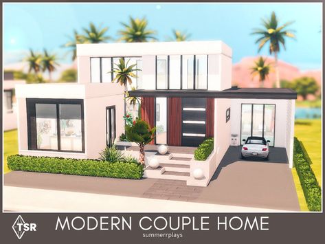 Ts4 Cc Lots House, Sims 4 Couple House, The Sims 4 Cc House, Sulani Homes Sims 4, Sims 4 Modern House, Modern Beach House Decor, Mods Sims 4, Couple Home, The Sims 4 Lots