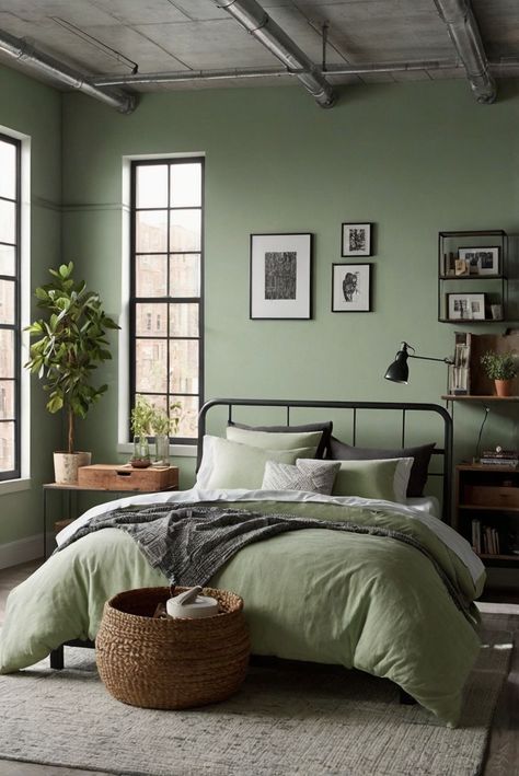 Choosing the perfect bedding colors to complement your bedroom walls can transform your space. Discover expert tips for creating a harmonious and stylish bedroom oasis. #ad     #Colortrend #wallpaint2024  #color2024  #DIYpainting  ##DIYhomedecor  #Fixhome Benjamin Moore Metropolitan, Industrial Loft Bedroom, Bedroom Inspirations Neutral, Bedding Colors, Bedroom Wall Paint Colors, Bedroom Style Ideas, Modern Industrial Loft, Monochromatic Bedroom, Stylish Master Bedrooms