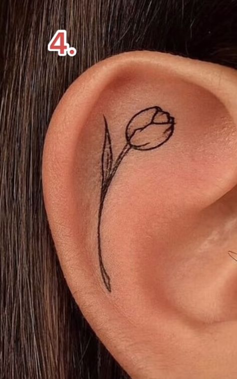 Ear Tattoo Flower, Geometric Owl Tattoo, Geometric Owl, Dainty Tattoos, Owl Tattoo, Tiny Tattoos, Ear Tattoo, Flower Tattoos, Infinity Tattoo